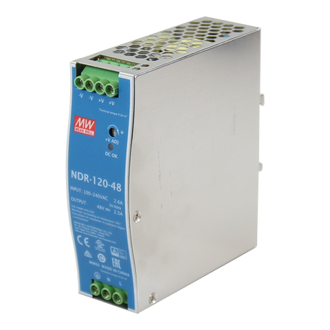 Antaira NDR-120-48 120 Watt Series / 48 VDC / 2.5 Amps Industrial Single Output DIN Rail Power Supply  | Blackhawk Supply