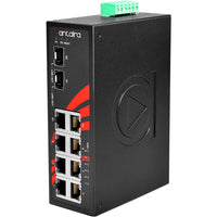 LNP-0802C-SFP-T | 8-Port Industrial PoE+ Unmanaged Ethernet Switch | w/6*10/100Tx (30W/Port) + 2*Gigabit Combo Ports (2*10/100/1000 RJ45 | 2*100/1000 SFP); EOT: -40 TO 75C | Antaira