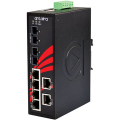 Antaira LNP-0802-M-24 8-Port Industrial PoE+ Unmanaged Ethernet Switch | w/6*10/100Tx (30W/Port) + 2*100Fx Multi-mode 2Km | 12VDC-36VDC  | Blackhawk Supply