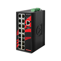 Antaira LMP-1600G 16-Port Industrial Gigabit PoE+ Light Layer 3 Managed Ethernet Switch | w/16*10/100/1000Tx (30W/port); 48~55VDC Power Input  | Blackhawk Supply