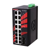 LNP-1802G-SFP-T | 18-Port Industrial PoE+ Gigabit Unmanaged Ethernet Switch | w/16*10/100/1000Tx (30W/Port) + 2*100/1000 SFP Slots; EOT: -40° ~ 75°C | Antaira