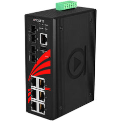 Antaira LMX-0802-S3 8-Port Industrial Light Layer 3 Managed Ethernet Switch | w/6*10/100Tx Ports + 2*100Fx (SC) Single-Mode 30Km Fiber Ports.  | Blackhawk Supply
