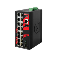 LMX-1802G-SFP-T | 18-Port Industrial Gigabit Light Layer 3 Managed Ethernet Switch | w/16*10/100/1000Tx Ports + 2*100/1000 SFP ports; EOT: -40°C~75°C | Antaira