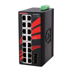 Antaira LNX-1802G-SFP 18-Port Industrial Gigabit Unmanaged Ethernet Switch | w/16*10/100/1000Tx + 2*100/1000 SFP Slots  | Blackhawk Supply