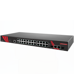 Antaira LMP-2602G-SFP-T 26-Port Industrial PoE+ Gigabit Managed Ethernet Switch | w/24*10/100/1000Tx RJ45 (30W/Port) and 2*Gigabit Combo Ports (2*10/100/1000Tx RJ45 and 2*100/1000 SFP Slots); EOT: -40°~75°C  | Blackhawk Supply