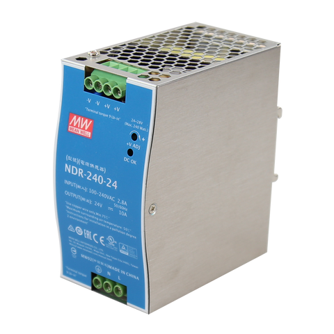 Antaira NDR-240-24 240 Watt Series / 24 VDC / 10.0 Amps Industrial Single Output DIN Rail Power Supply  | Blackhawk Supply