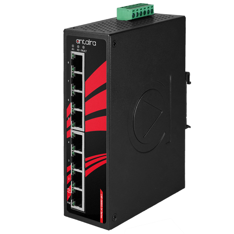 Antaira LNP-0800G-24 8-Port Industrial Gigabit PoE+ Unmanaged Ethernet Switch | w/8*10/100/1000Tx (30W/Port) | 9~55VDC Power Input  | Blackhawk Supply