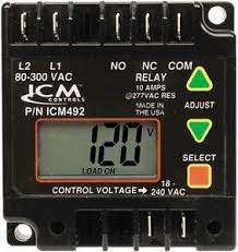 ICM ICM492C-LF Digital single-phase Line voltage monitor; fully Programmble with 5-fault memory; Protects against under/over Voltage rapid short cycling; 95-280 Vac (18-240 control Vac) Replaces ICM492C ICM491C-LF  | Blackhawk Supply
