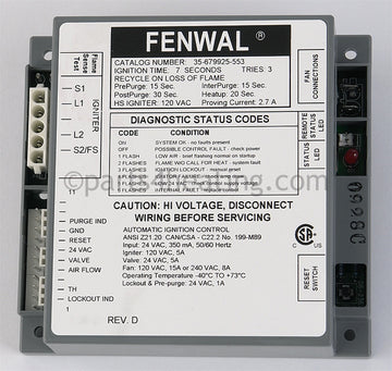 TELEDYNE CONTROLS 35-679925-553 24vac Ignition Control Proven Hsi W/blower Relay  | Blackhawk Supply