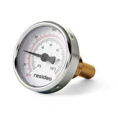 HONEYWELL RESIDENTIAL GT162 Thermometer With Well. 2-1/2" 32-250F Temp Range. Steel Case Brass Well.  | Blackhawk Supply