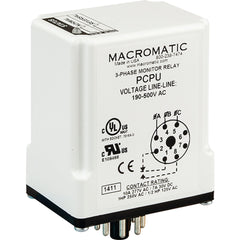 Macromatic PCPU 3-phase monitor relay | 190-500 VAC | 8 pin SPDT 10 amp relay | phase reversal - fixed trip  | Blackhawk Supply