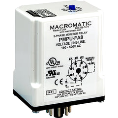 Macromatic PMPU-FA8 3-phase monitor relay | 190-500 VAC | 8 pin plug-in 10 Amp SPDT relay | phase loss | reversal | unbalance | over/under voltage - fixed  | Blackhawk Supply