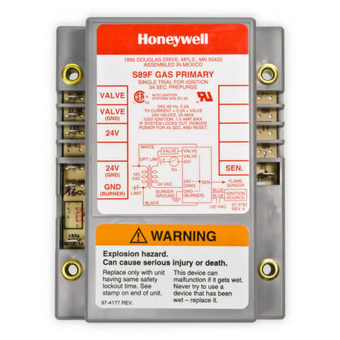 Resideo S89F1106 DIRECT SPARK IGNIITON MODULE. 4 SECOND LOCKOUT. 30 SECOND MIN PREPURGE. INVERTED LABEL.  | Blackhawk Supply