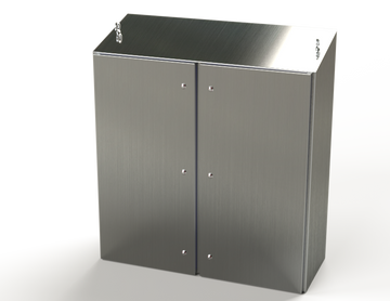 Saginaw SCE-48K4818SSST S.S. 2DR Sanitary Sloping Top Enclosure | 48.00"H x 48.00"W x 18.00"D  | Blackhawk Supply