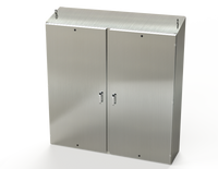 SCE-72EL7218SSST | NEMA 3R, 12, 4, 4X | S.S. 2DR EL Sloping Top Enclosure, 72H x 72W x 18D | Saginaw