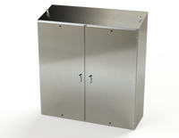 SCE-72EL7224SSST | NEMA 3R, 12, 4, 4X | S.S. 2DR EL Sloping Top Enclosure, 72H x 72W x 24D | Saginaw