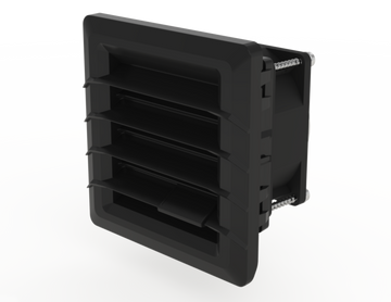 Saginaw SCE-FF33-24VDC Filter Fan. Type 3R, 12 (24DC) Black | 4.53"H x 4.53"W x 3.02"D  | Blackhawk Supply