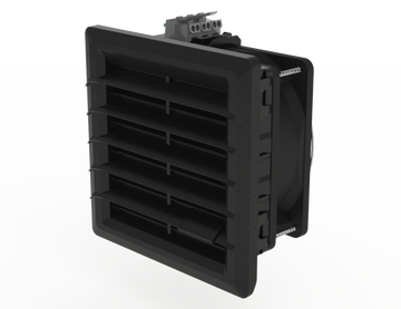 Saginaw SCE-FF44-24VDC Filter Fan. Type 3R, 12 (24DC) Black | 5.80"H x 5.80"W x 3.35"D  | Blackhawk Supply