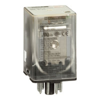 8501KPDR12P14V53 | Plug in relay, Type KP, tubular, 1 HP at 277 VAC, 10A resistive at 120 VAC, 8 pin, DPDT, 2 NO, 2 NC, 24 VDC coil, light | Square D by Schneider Electric