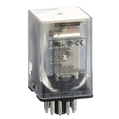 Square D 8501KPR13V24 Plug in relay, Type KP, tubular, 1 HP at 277 VAC, 10A resistive at 120 VAC, 11 pin, 3PDT, 3 NO, 3 NC, 240 VAC coil  | Blackhawk Supply