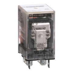 Square D 8501RS42P14V20 Plug in relay, Type R, miniature, 1 HP at 277 VAC, 15A resistive at 120 VAC, 8 blade, DPDT, 2 NO, 2 NC, 120 VAC coil  | Blackhawk Supply