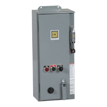 Square D 8538SCASP3 NEMA Combination Starter, Type S, 30A fusible disconnect, Size 1, 27A, melting alloy overload, 120 VAC coil, NEMA 3R/12  | Blackhawk Supply