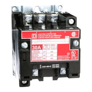 Square D 8903SMO2V02 Lighting contactor, electrically held, 30 A, 3 pole, open, 120/110V 60/50Hz  | Blackhawk Supply