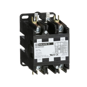 Square D 8910DPA62V09 Definite Purpose Contactor Type DPA, 60A, 2-Poles, 220 VAC 50HZ, 208-240 VAC 60Hz  | Blackhawk Supply