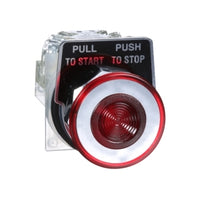 9001KR9RH13 | 30mm Push Button, Type K, push pull operator, red mushroom cap, 1 NO and 1 NC | Square D by Schneider Electric