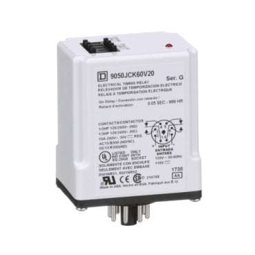 Square D 9050JCK60V20 TIMER RELAY 240VAC 10AMP  | Blackhawk Supply