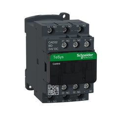 Square D CAD32BD TeSys Deca control relay, 3 NO and 2 NC, 600 V, 24 VDC standard coil  | Blackhawk Supply