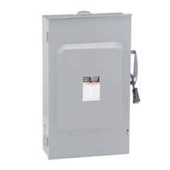 Square D D224NRB Safety switch, general duty, fusible, 200A, 3 wire, 2 poles, 1 neutral, 60hp, 240VAC, Type 3R, bolt on hub provision  | Blackhawk Supply