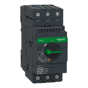 Square D GV3P40 TeSys GV3 Circuit Breaker, Thermal Magnetic, 3-Pole, 40A, 690VAC, EverLink BTR Screw Connectors, IP20  | Blackhawk Supply