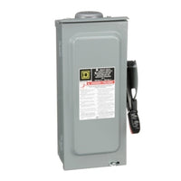 H222NRB | Safety switch, heavy duty, fusible, 60A, 2 poles, 15 hp, 240 VAC/250 VDC, NEMA 3R, bolt-on hub, neutral | Square D by Schneider Electric