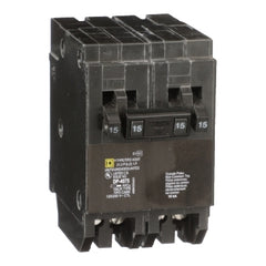Square D HOMT1515220 Tandem miniature circuit breaker, Homeline, 2 x 1 pole at 15A, 1 x 2 pole at 20A, 120/240 VAC, 10 kA AIR, plug in  | Blackhawk Supply