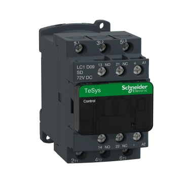 Square D LC1D09SD TeSys D contactor, 3P(3 NO), AC-3, <= 440 V 9 A, 72 V DC coil  | Blackhawk Supply