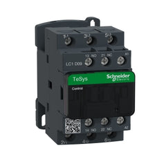 Square D LC1D09W7 IEC contactor, TeSys Deca, nonreversing, 9A, 5HP at 480VAC, up to 100kA SCCR, 3 phase, 3 NO, 277VAC 50/60Hz coil, open style  | Blackhawk Supply