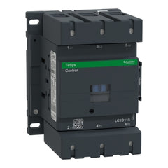Square D LC1D115GD IEC contactor, TeSys Deca, nonreversing, 115A, 75HP at 480VAC, up to 100kA SCCR, 3 phase, 3 NO, 125VDC coil, open style  | Blackhawk Supply