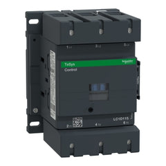 Square D LC1D115R7 IEC contactor, TeSys Deca, nonreversing, 115A, 75HP at 480VAC, up to 100kA SCCR, 3 phase, 3 NO, 440VAC 50/60Hz coil, open  | Blackhawk Supply