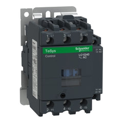 Square D LC1D40M7 IEC contactor, TeSys D, nonreversing, 40A, 30HP at 480VAC, up to 100kA SCCR, 3 phase, 3 NO, 220VAC 50/60Hz coil, open  | Blackhawk Supply