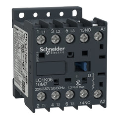 Square D LC1K0610M7 Contactor, TeSys K, 3P, AC-3, lt or eq to 440V 6A, 1 NO aux., 220 to 230VAC coil  | Blackhawk Supply