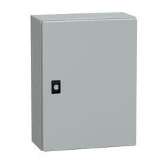 Square D NSYCRN43150 Spacial CRN Plain Door Enclosure w/o Mounting Plate. H400xW300xD150 IP66 IK10 RAL7035  | Blackhawk Supply