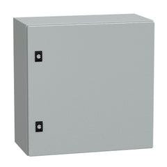 Square D NSYCRN55250P Spacial CRN plain door with mount.plate, H500 x W500 x D250, IP66, IK10, RAL7035  | Blackhawk Supply