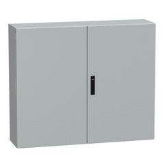 Square D NSYCRNG1012300D Spacial CRN Double Plain Door Without Mount Plate, H1000xW1200xD300, IP55, IK10, Grey RAL7035  | Blackhawk Supply