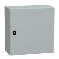 NSYS3D5525P | Wall mounted steel enclosure, Spacial S3D, plain door, with mounting plate, 500x500x250mm, IP66, IK10 | Square D by Schneider Electric