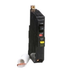 Square D QOB120VHGFI Mini circuit breaker, QO, 20A, 1 pole, 120VAC, 22kA, 6mA grd fault A, pigtail, bolt on mount  | Blackhawk Supply