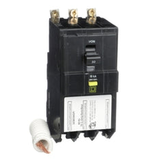 Square D QOB330GFI Mini circuit breaker, QO, 30A, 3 pole, 208Y/120VAC, 10kA, 6mA grd fault A, pigtail, bolt on mount  | Blackhawk Supply