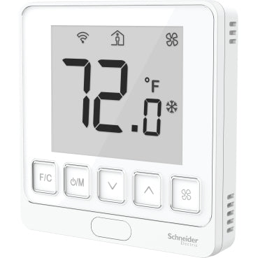 Schneider Electric TH903-P-W SpaceLogic TH903 Series Thermostat, LCD/Buttons, Occupancy Sensor, Auxiliary Input, White  | Blackhawk Supply