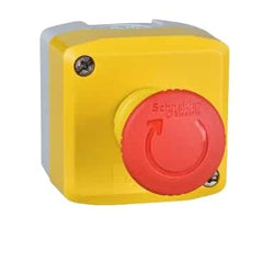 Square D XALK178 Harmony XALK Complete Control Station, Yellow with 1 Red Mushroom Head Pushbutton, 40mm Turn to Release, 1 NC, NEMA 13/4X  | Blackhawk Supply