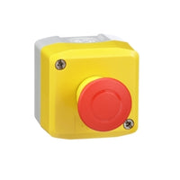 XALK198H7 | Harmony XALK Complete Control Station, Yellow with 1 Red Mushroom Head Pushbutton, 40mm Push-Pull, 1 NC, NEMA 13/4X | Square D by Schneider Electric